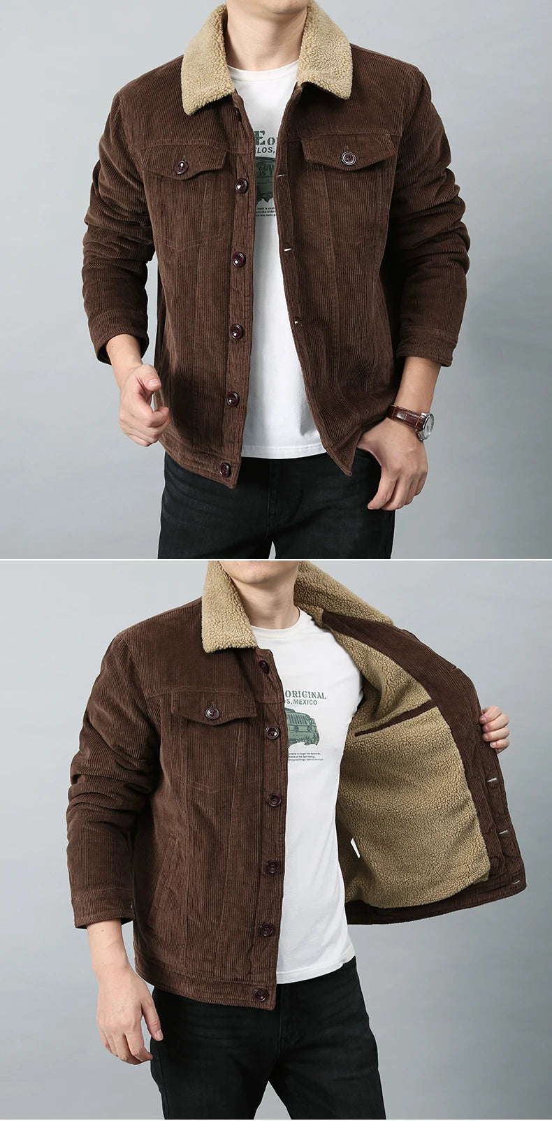 Men's Corduroy Sherpa-Lined Jacket